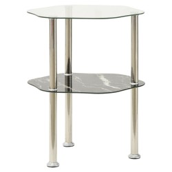 vidaXL Beistelltisch mit 2 Ablagen Transparent 38x38x50 cm Hartglas