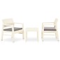 3-tlg. Garten-Lounge-Set mit Auflagen Kunststoff Weiß 3-tlg. Garten-Lounge-Set mit Auflagen Kunststoff Weiß