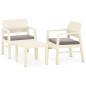 3-tlg. Garten-Lounge-Set mit Auflagen Kunststoff Weiß 3-tlg. Garten-Lounge-Set mit Auflagen Kunststoff Weiß