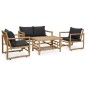 4-tlg. Garten-Lounge-Set mit Auflagen Bambus 4-tlg. Garten-Lounge-Set mit Auflagen Bambus