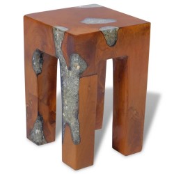 vidaXL Hocker Massivholz Teak und Harz