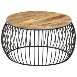 vidaXL Couchtisch Ø68 cm Raues Mangoholz