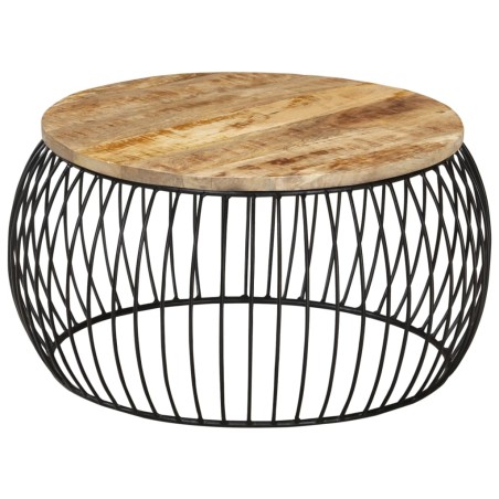 vidaXL Couchtisch Ø68 cm Raues Mangoholz