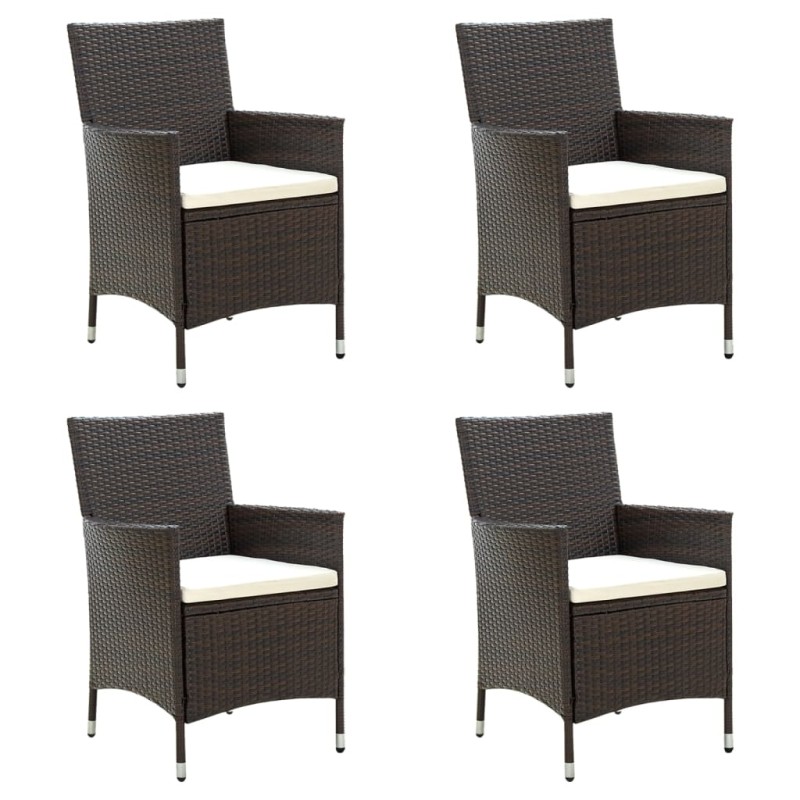 vidaXL Gartenstühle mit Sitzpolster 4 Stk. Poly Rattan Braun vidaXL Gartenstühle mit Sitzpolster 4 Stk. Poly Rattan Braun
