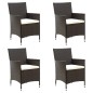 vidaXL Gartenstühle mit Sitzpolster 4 Stk. Poly Rattan Braun vidaXL Gartenstühle mit Sitzpolster 4 Stk. Poly Rattan Braun