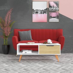 vidaXL Couchtisch Weiß und Sonoma-Eiche 100x49,5x43 cm Holzwerkstoff