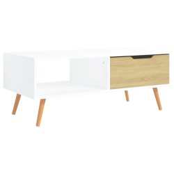 vidaXL Couchtisch Weiß und Sonoma-Eiche 100x49,5x43 cm Holzwerkstoff
