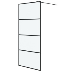 vidaXL Duschwand für Begehbare Dusche Schwarz 90x195cm Matt ESG-Glas