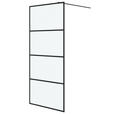 vidaXL Duschwand für Begehbare Dusche Schwarz 90x195cm Matt ESG-Glas