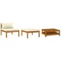 3-tlg. Garten-Lounge-Set mit Cremeweißen Kissen Akazienholz 3-tlg. Garten-Lounge-Set mit Cremeweißen Kissen Akazienholz