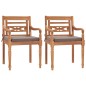 Batavia-Stühle 2 Stk. mit Dunkelgrauen Kissen Massivholz Teak Batavia-Stühle 2 Stk. mit Dunkelgrauen Kissen Massivholz Teak