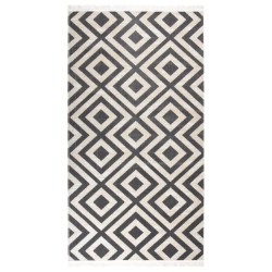 vidaXL Outdoor-Teppich Flachgewebe 80x150 cm Hellschwarz und Hellbeige