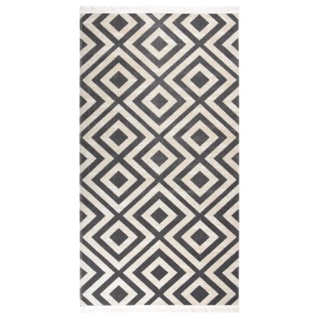vidaXL Outdoor-Teppich Flachgewebe 80x150 cm Hellschwarz und Hellbeige