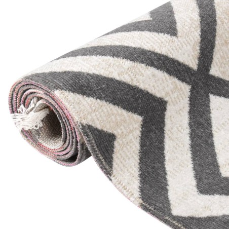 vidaXL Outdoor-Teppich Flachgewebe 80x150 cm Hellschwarz und Hellbeige