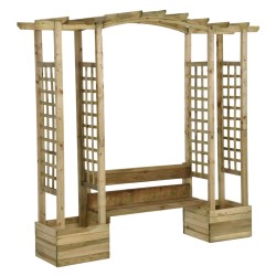 vidaXL Garten-Pergola mit Bank Pflanzkübeln Kiefernholz Imprägniert