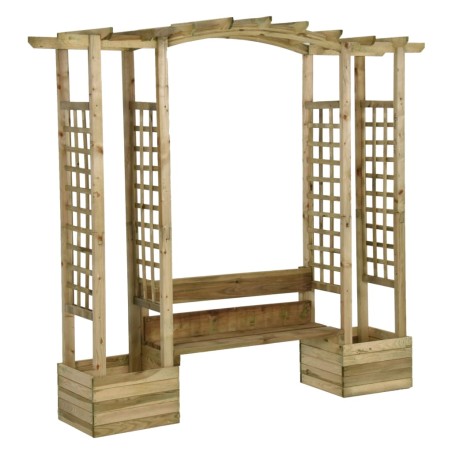 vidaXL Garten-Pergola mit Bank Pflanzkübeln Kiefernholz Imprägniert