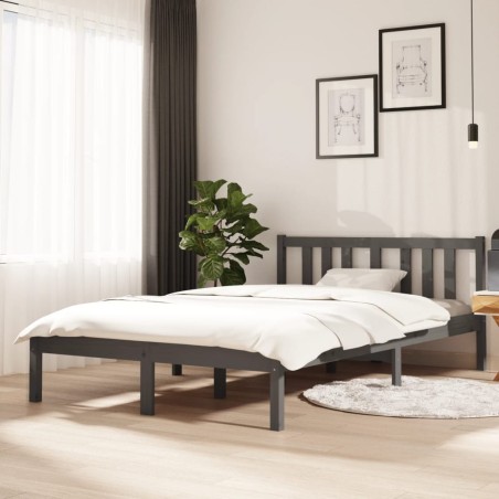 vidaXL Massivholzbett Grau 120x200 cm