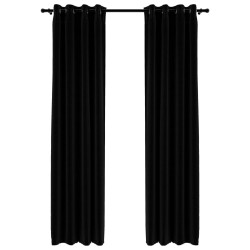vidaXL Verdunkelungsvorhänge Ösen Leinenoptik 2 Stk. Schwarz 140x225cm
