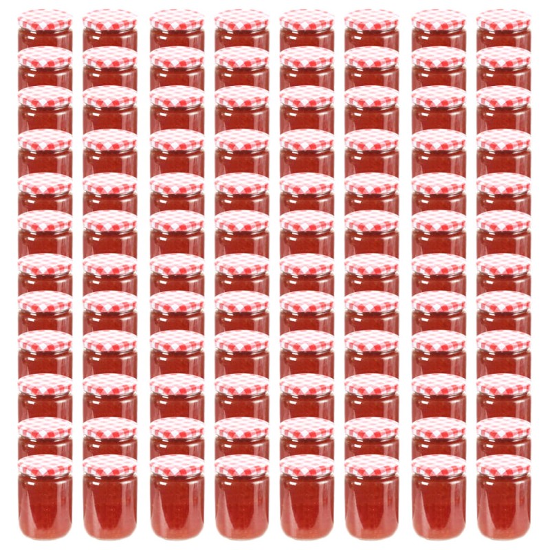 vidaXL Marmeladengläser mit Weißem/Rotem Deckel 96 Stk. 230 ml vidaXL Marmeladengläser mit Weißem/Rotem Deckel 96 Stk. 230 ml