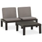 vidaXL 2-tlg. Garten-Lounge-Set mit Auflagen Kunststoff Grau vidaXL 2-tlg. Garten-Lounge-Set mit Auflagen Kunststoff Grau