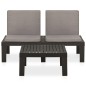 vidaXL 2-tlg. Garten-Lounge-Set mit Auflagen Kunststoff Grau vidaXL 2-tlg. Garten-Lounge-Set mit Auflagen Kunststoff Grau