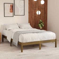 vidaXL Massivholzbett Honigbraun 135x190 cm