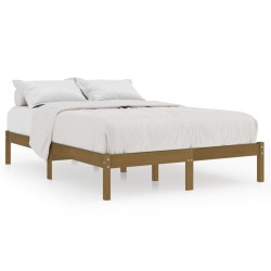 vidaXL Massivholzbett Honigbraun 135x190 cm