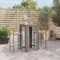 vidaXL 3-tlg. Gartenbar-Set Grau Poly Rattan & Massivholz Akazie vidaXL 3-tlg. Gartenbar-Set Grau Poly Rattan & Massivholz Akazie
