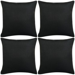 vidaXL Kissenbezüge 4 Stk. Leinenoptik Schwarz 50x50 cm