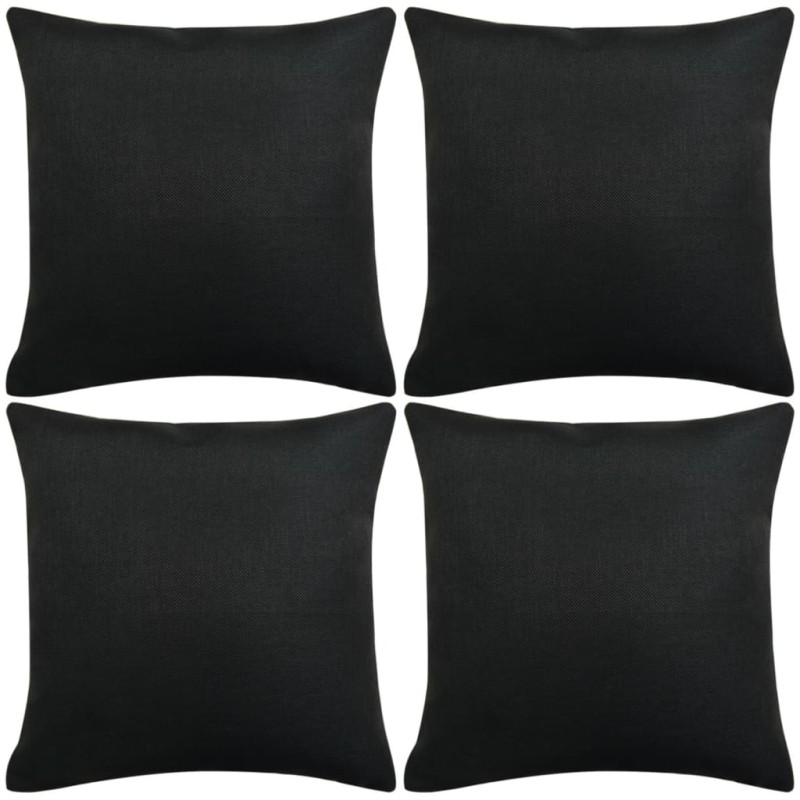 vidaXL Kissenbezüge 4 Stk. Leinenoptik Schwarz 50x50 cm vidaXL Kissenbezüge 4 Stk. Leinenoptik Schwarz 50x50 cm