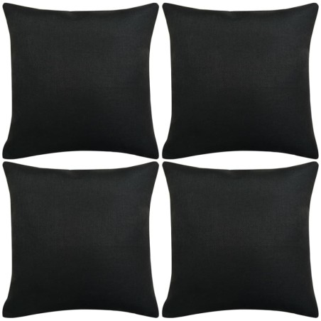 vidaXL Kissenbezüge 4 Stk. Leinenoptik Schwarz 50x50 cm