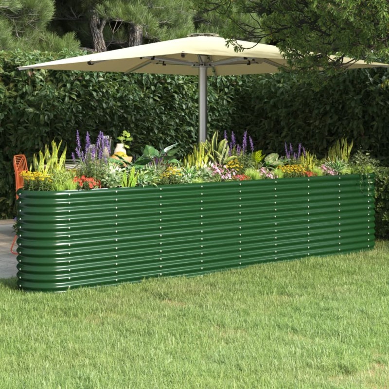 vidaXL Hochbeet Pulverbeschichteter Stahl 332x40x68 cm Grün vidaXL Hochbeet Pulverbeschichteter Stahl 332x40x68 cm Grün