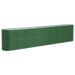 vidaXL Hochbeet Pulverbeschichteter Stahl 332x40x68 cm Grün