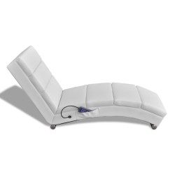 vidaXL Massage-Chaiselongue Weiß Kunstleder