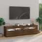 vidaXL TV-Schrank mit LED-Leuchten 2Stk. Braun Eichen-Optik 75x35x40cm vidaXL TV-Schrank mit LED-Leuchten 2Stk. Braun Eichen-Optik 75x35x40cm