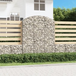 vidaXL Gabione mit Hochbogen 150x30x180/200 cm Verzinktes Eisen
