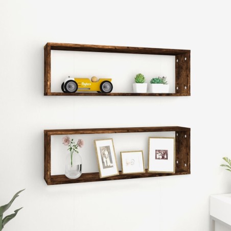 vidaXL Wandregale 2 Stk. Räuchereiche 80x15x26,5 cm Holzwerkstoff