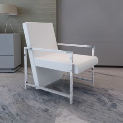 vidaXL Sessel mit verchromten Füßen Weiß Kunstleder