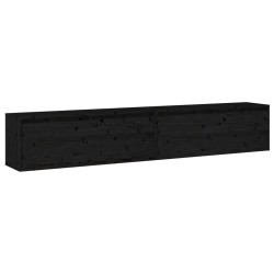 vidaXL Wandschränke 2 Stk. Schwarz 100x30x35 cm Massivholz Kiefer