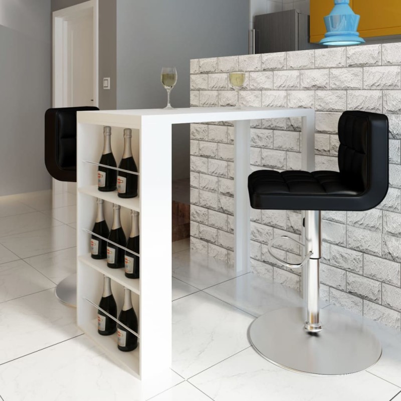 vidaXL Bartisch mit Ablage MDF Hochglanz Weiß vidaXL Bartisch mit Ablage MDF Hochglanz Weiß