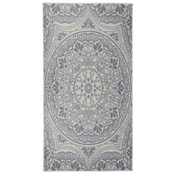 vidaXL Outdoor-Teppich Flachgewebe 80x150 cm Blaues Muster