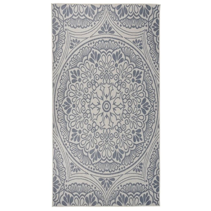 vidaXL Outdoor-Teppich Flachgewebe 80x150 cm Blaues Muster vidaXL Outdoor-Teppich Flachgewebe 80x150 cm Blaues Muster