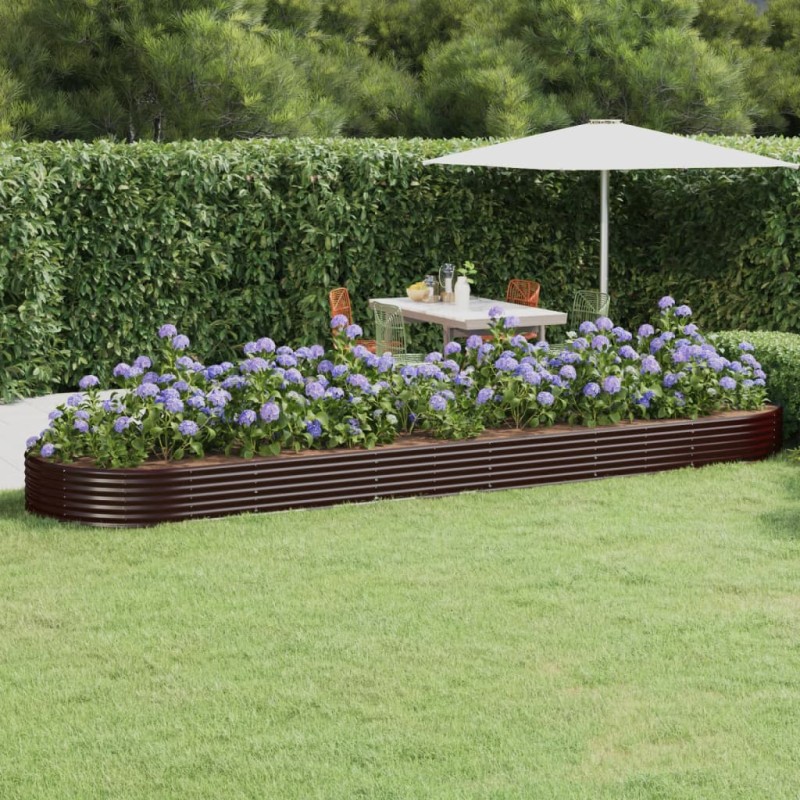 vidaXL Hochbeet Pulverbeschichteter Stahl 523x140x36 cm Braun vidaXL Hochbeet Pulverbeschichteter Stahl 523x140x36 cm Braun
