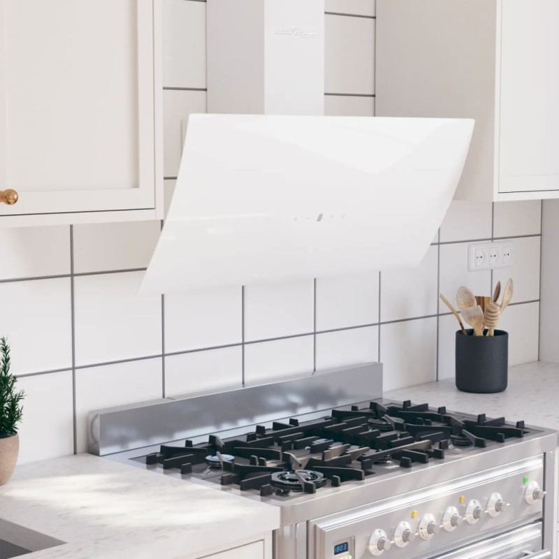 vidaXL Dunstabzugshaube 90 cm Stahl und Hartglas Weiß vidaXL Dunstabzugshaube 90 cm Stahl und Hartglas Weiß