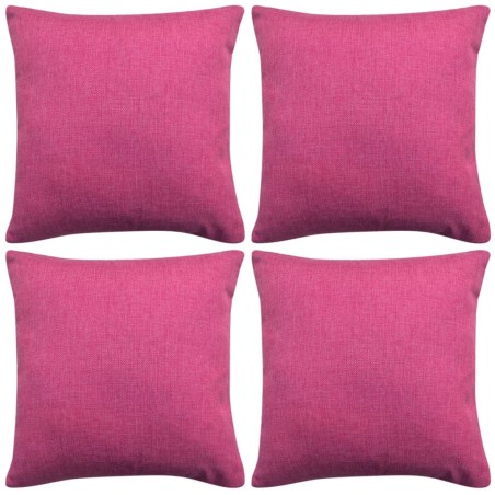 vidaXL Kissenbezüge 4 Stk. Leinenoptik Rosa 80x80 cm