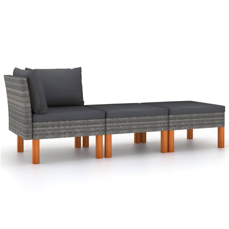 vidaXL 3-tlg. Garten-Lounge-Set Poly Rattan und Eukalyptus Massivholz vidaXL 3-tlg. Garten-Lounge-Set Poly Rattan und Eukalyptus Massivholz