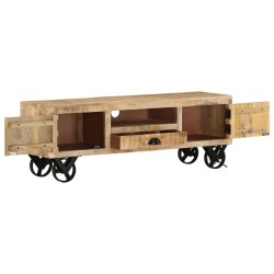 vidaXL TV-Schrank mit Rädern 110x30x37 cm Massivholz Mango