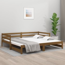 vidaXL Tagesbett Ausziehbar Honigbraun 2x(80x200) cm Massivholz Kiefer