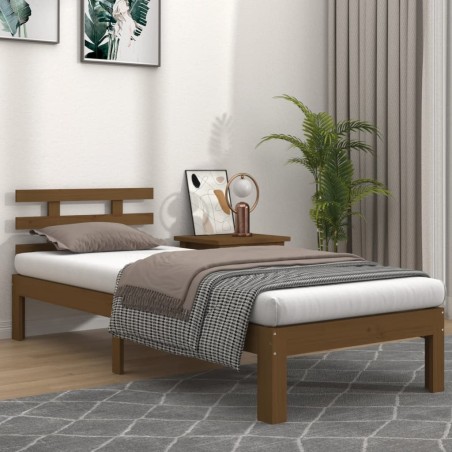 vidaXL Massivholzbett Honigbraun 100x200 cm