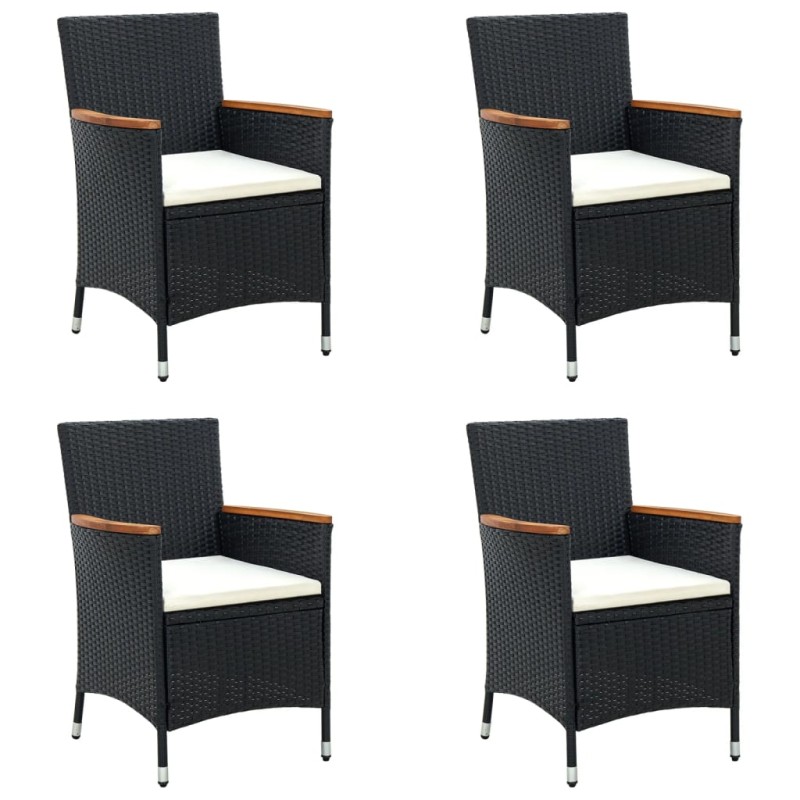 Garten-Essstühle 4 Stk. Poly Rattan Schwarz Garten-Essstühle 4 Stk. Poly Rattan Schwarz